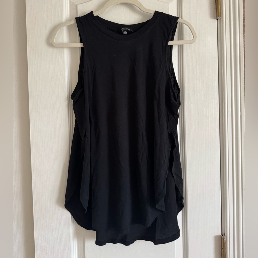 Black loose tank with slits